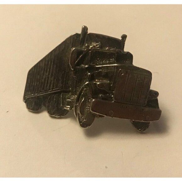 Vintage Metal Semi Truck Lapel Pin 1.75 " long Transport Truck 18 Wheeler - Picture 2 of 5